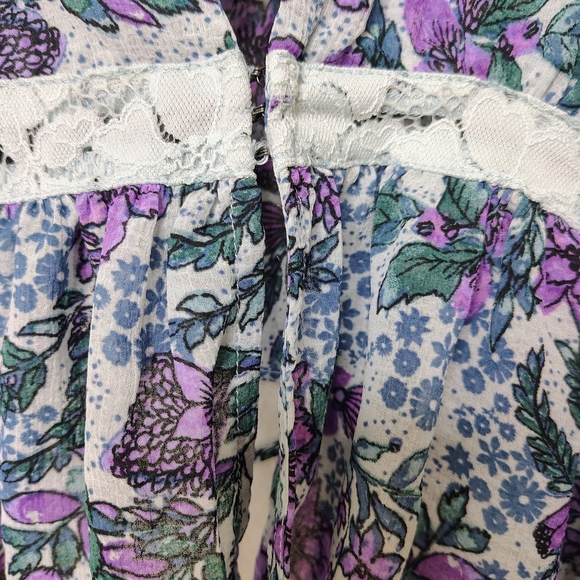 Free People Women's Purple and Blue Floral Croptop Babydoll Camisole Sz L NWOT - Picture 6 of 12